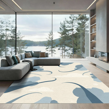 Whimsical Blue Swirls Cloudscape Rug