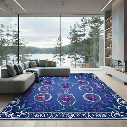 Royal Blue Whimsical Creature Portrait Rug