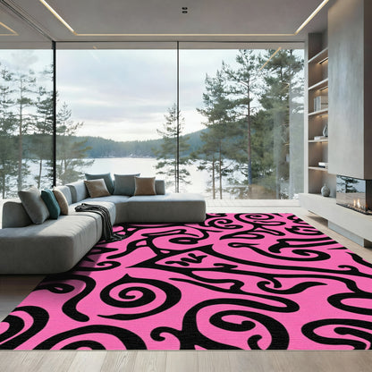 Bold Magenta Swirl Abstract Rug