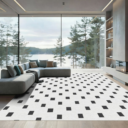 Classic Black Square Grid Rug