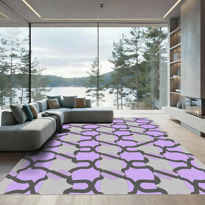 Pastel Lavender Gray Lattice Pattern Rug