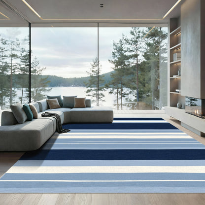 Midnight Blue Horizontal Stripe Rug
