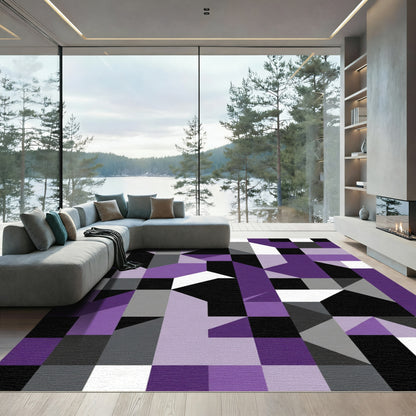 Modern Geometric Lavender Abstract Rug