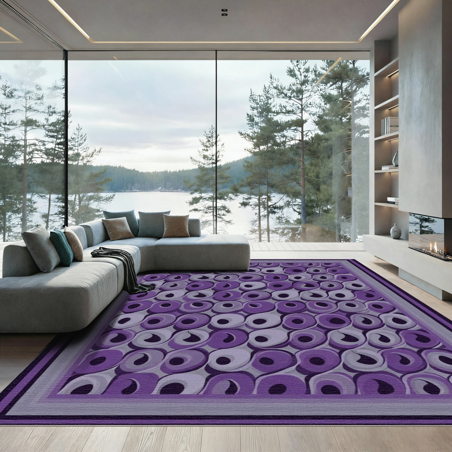 Groovy Purple Swirl Geometric Rug