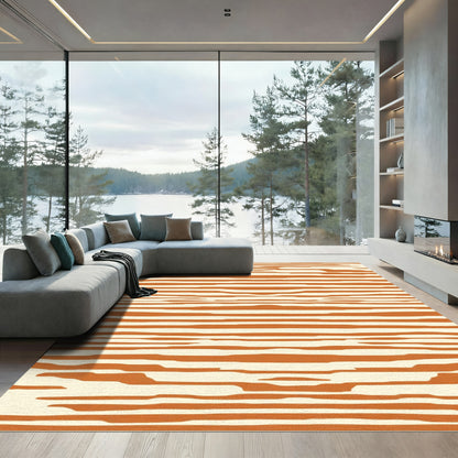Terracotta Abstract Stripe Rug