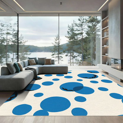 Vivid Blue Circles Irregular Splatter Rug
