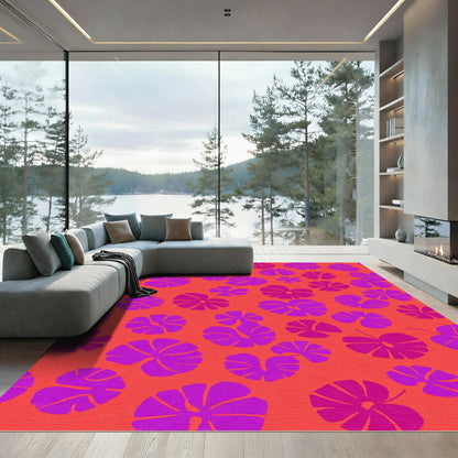 Vibrant Fuchsia Leafy Canopy Rug