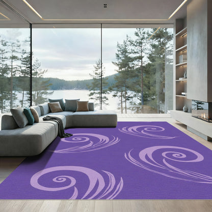 Purple Swirling Feathered Scroll Rug