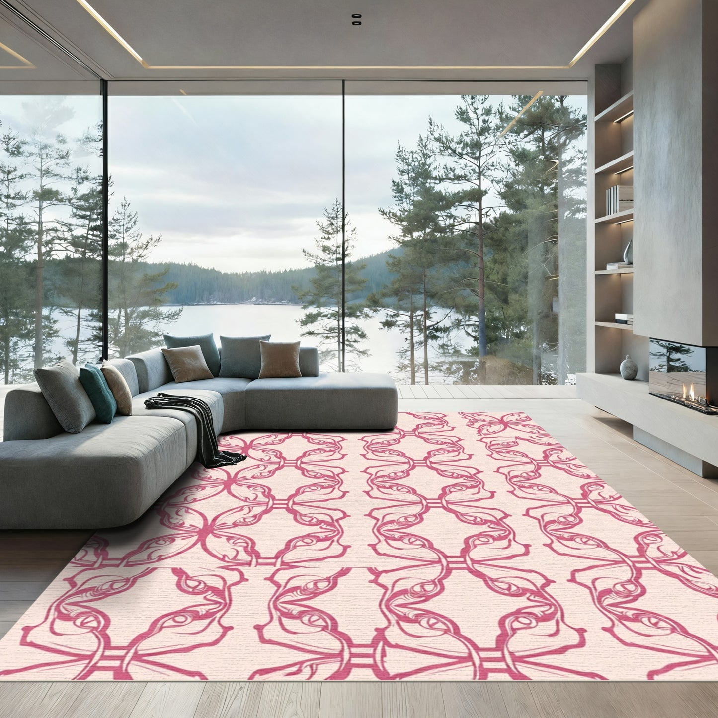 Crimson Paisley Scroll Wallpaper Rug