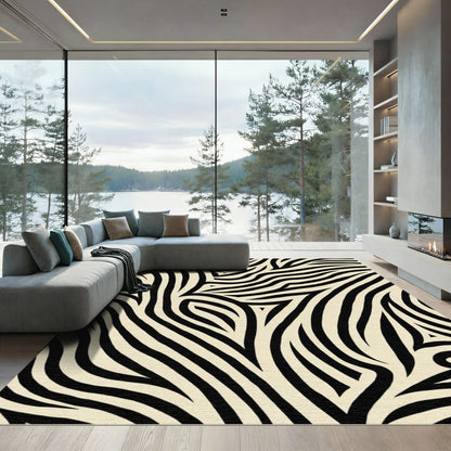 Bold Black and Cream Zebra Stripes Rug