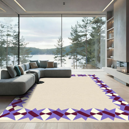 Geometric Lavender Diamond Border Rug