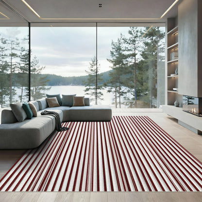 Rich Crimson Vertical Stripe Rug