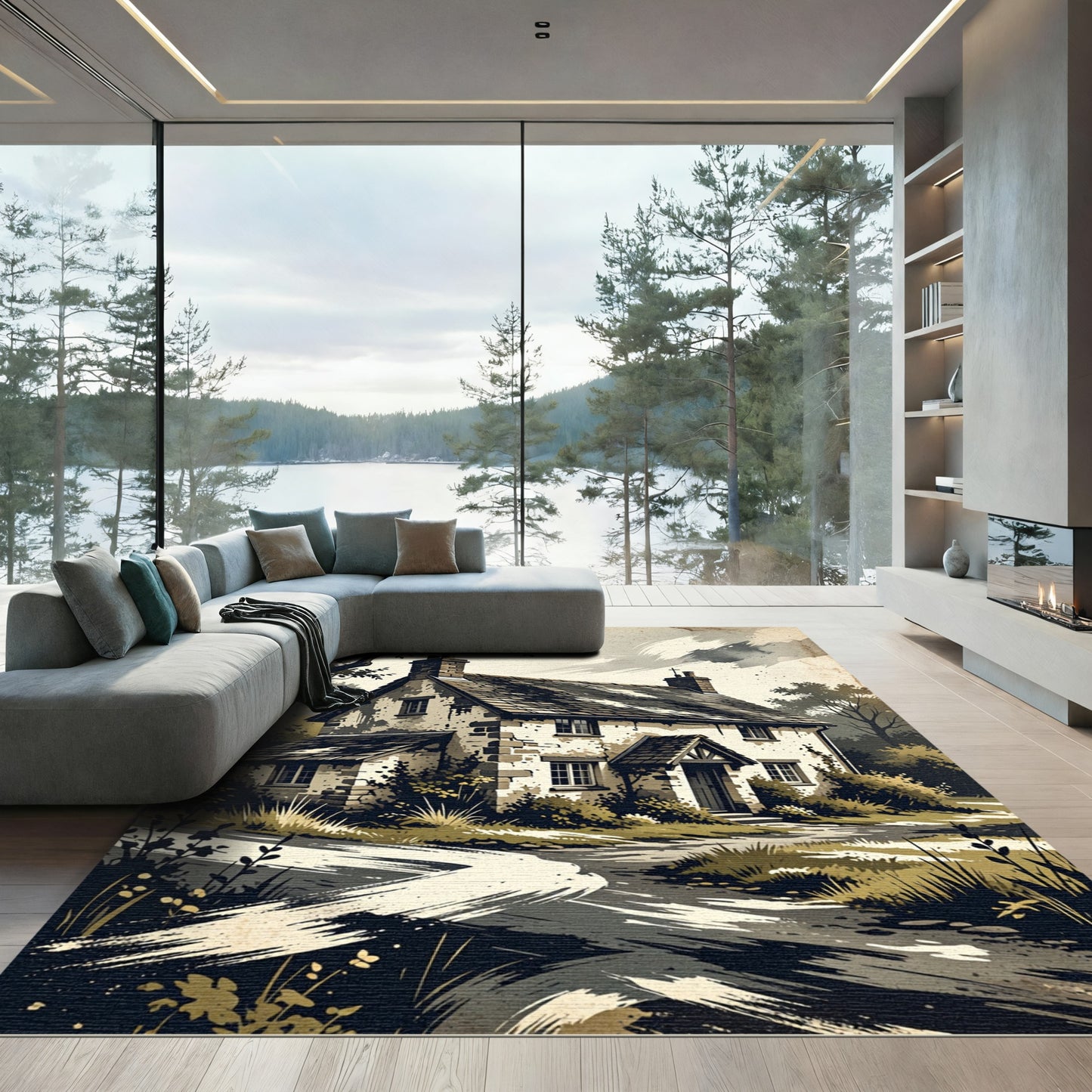 Rustic Cottage Stone Countryside Path Rug