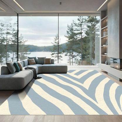 Pale Blue Wavy Stripe Rug