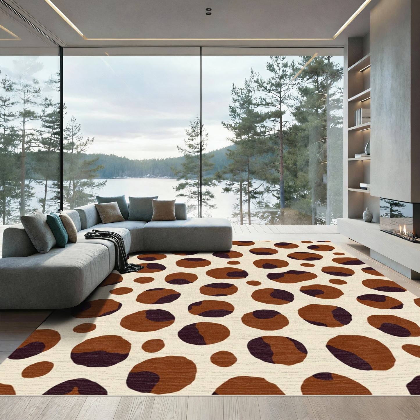 Brown Beige Spotty Spots Rug