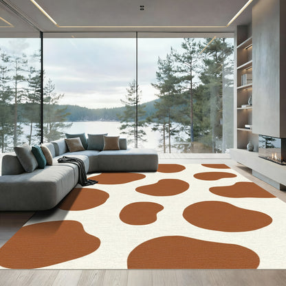 Brown Cream Droplet Amoeba Rug