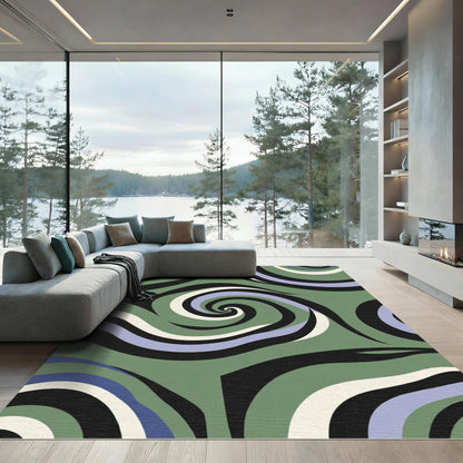 Whimsical Swirl Green Lavender Rug