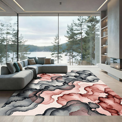 Abstract Blush Ink Flow Rug