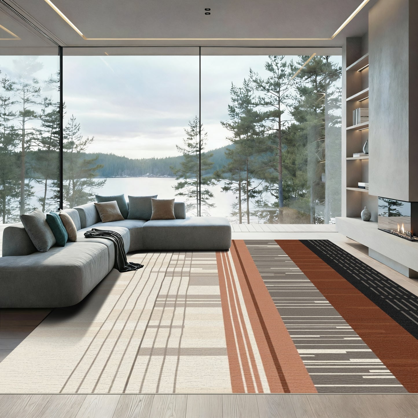 Earthy Tone Vertical Stripe Rug