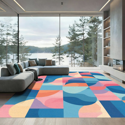 Abstract Geometric Palette Pastel Squares Rug