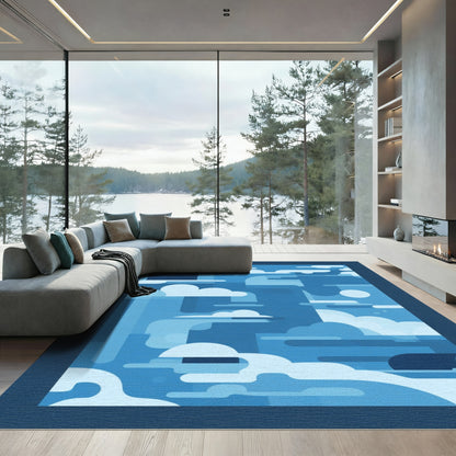 Abstract Blue Cloudscape Horizon Rug
