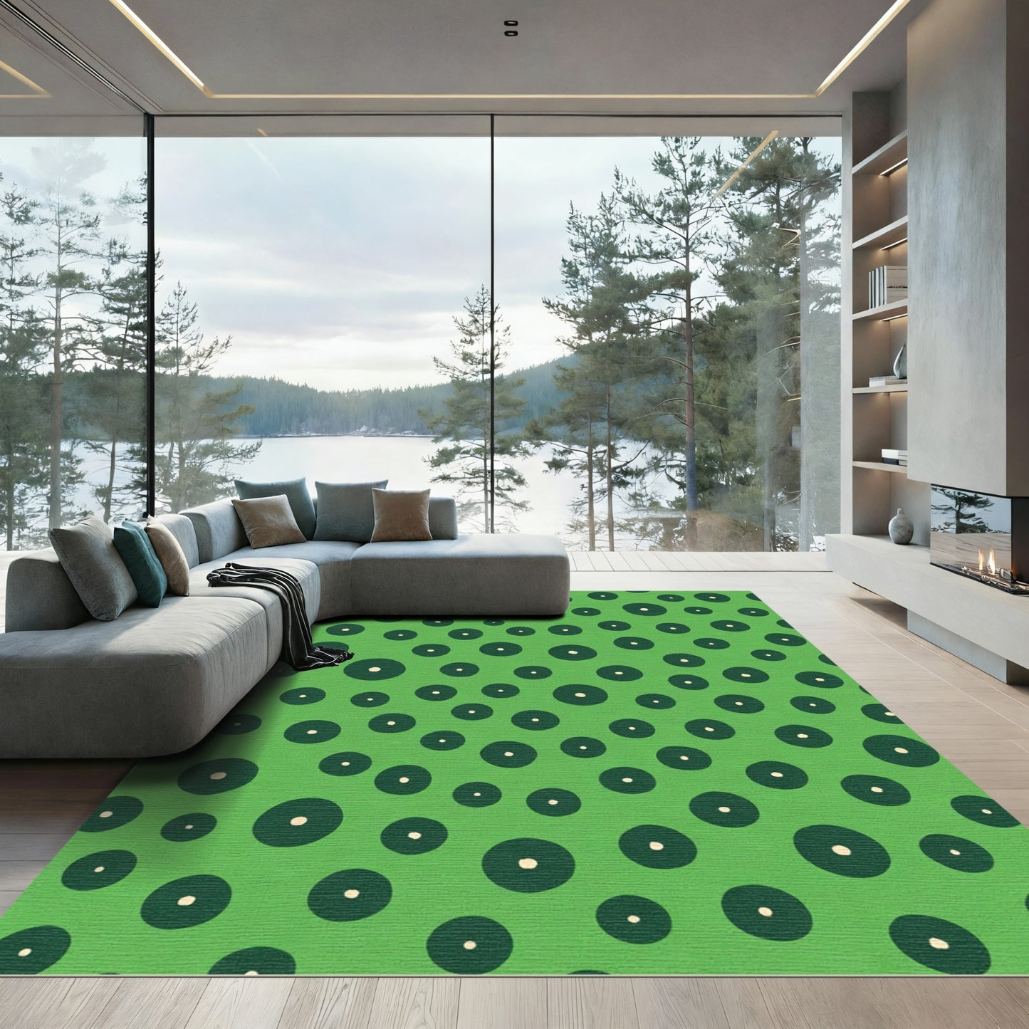 Emerald Green Polka Dot Scatter Rug
