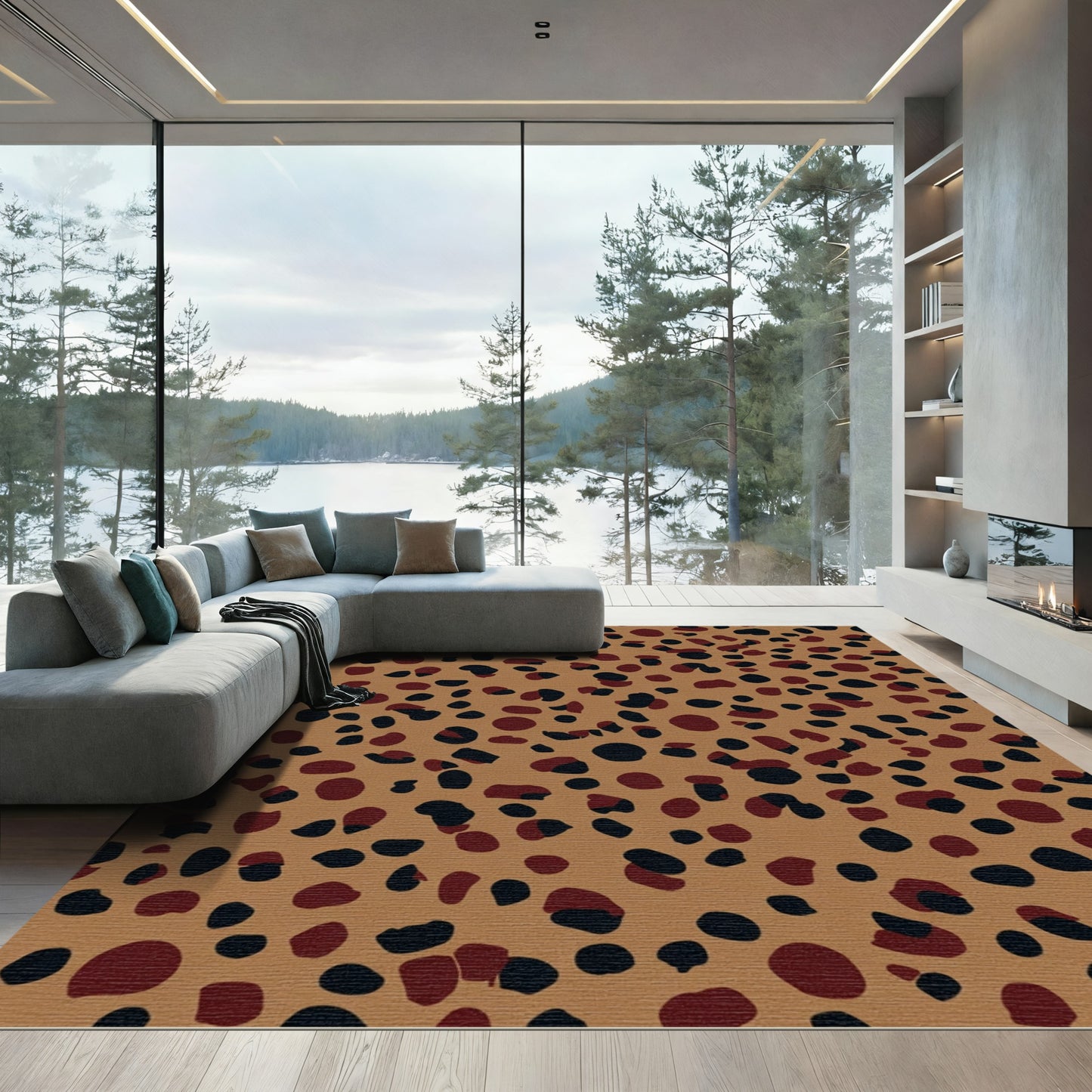 Neutral Spotted Animal Print Rug
