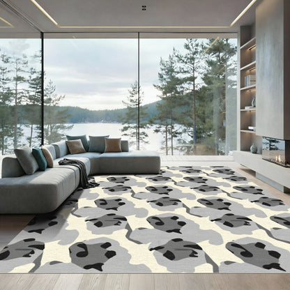 Abstract Light Gray Organic Shapes Rug
