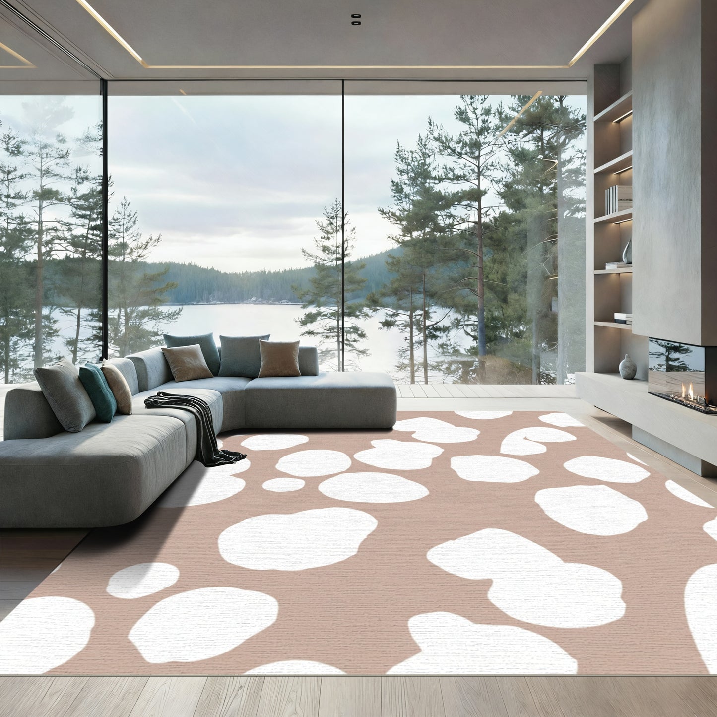 Beige Cloud Irregular Spot Rug