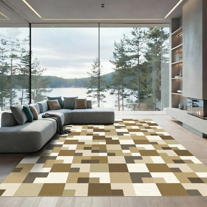 Earthy Tones Geometric Blocks Rug