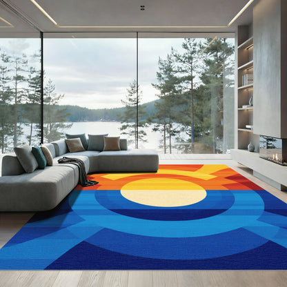 Vibrant Sunset Ombre Geometric Rug
