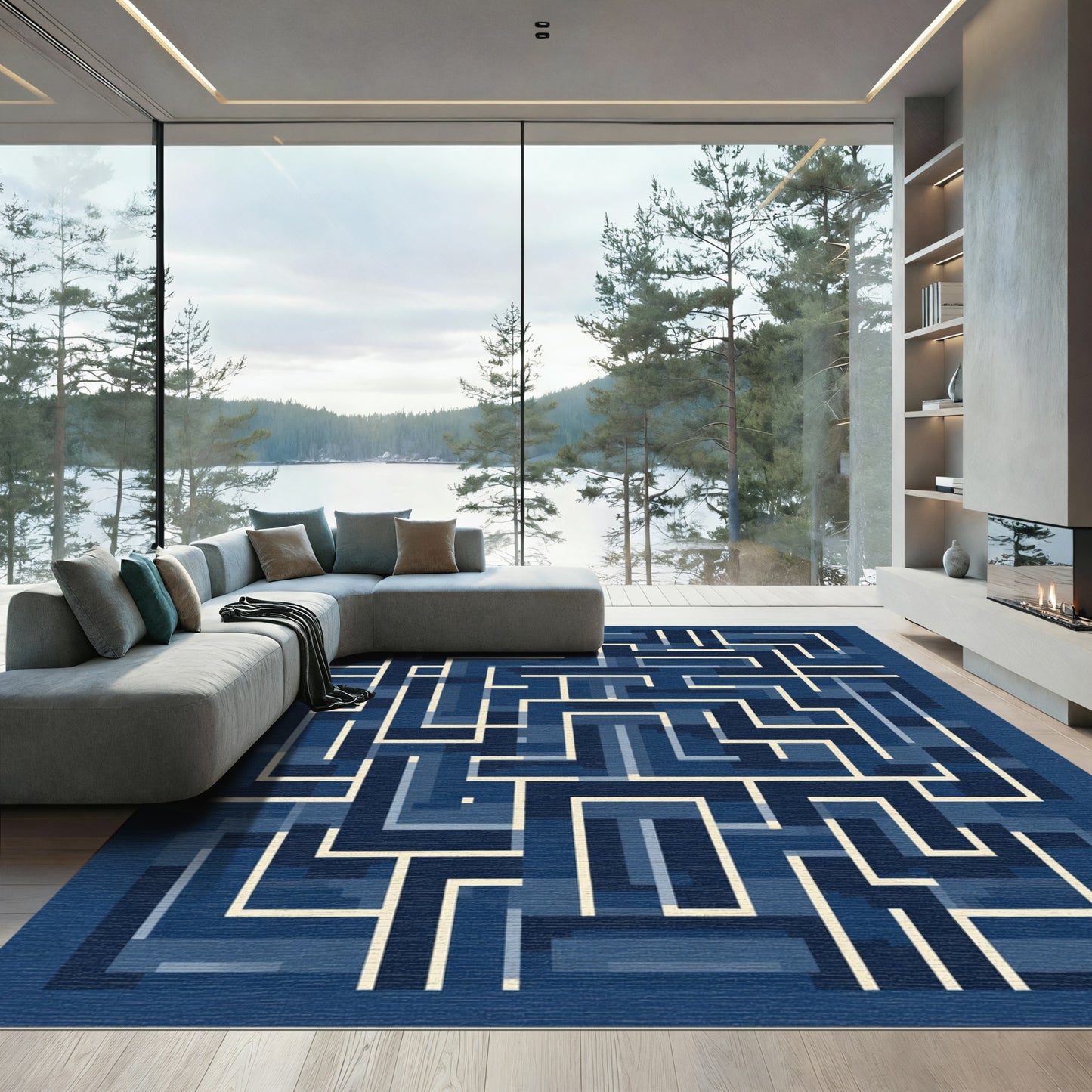 Navajo Geometric Maze Art Rug