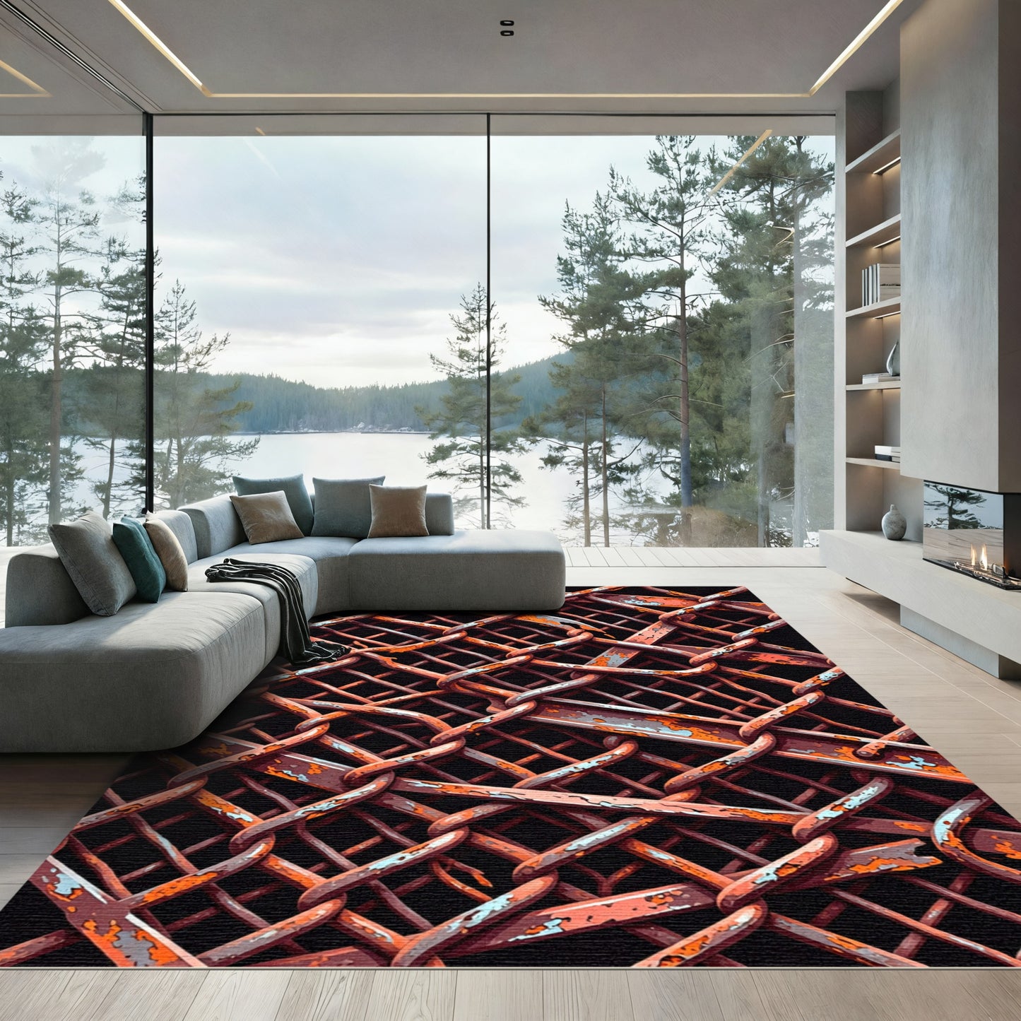 Rusty Wire Mesh Texture Rug