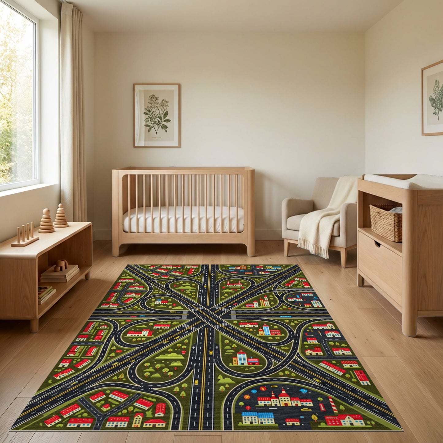 Whimsical Urban Interchange Roads Rug