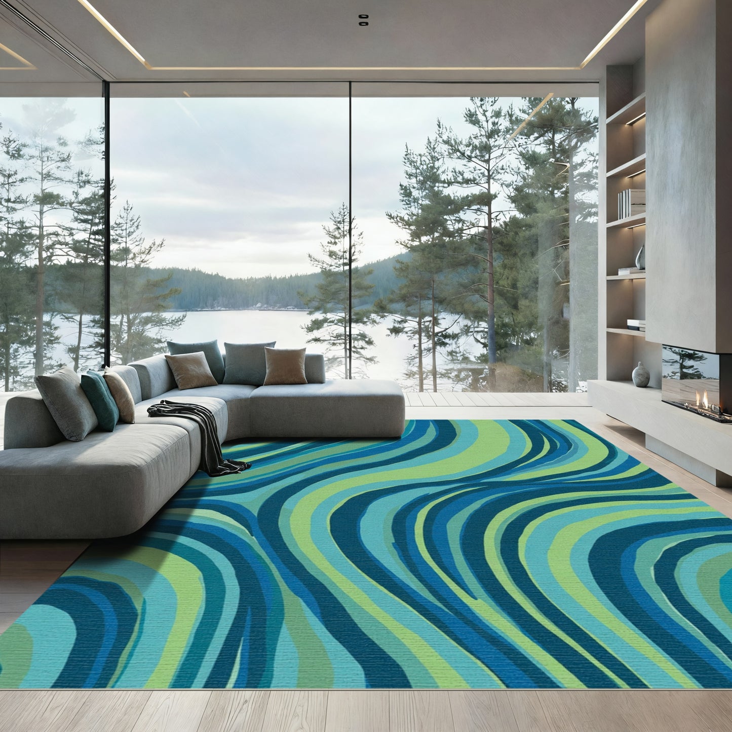 Oceanic Blue Green Swirl Rug