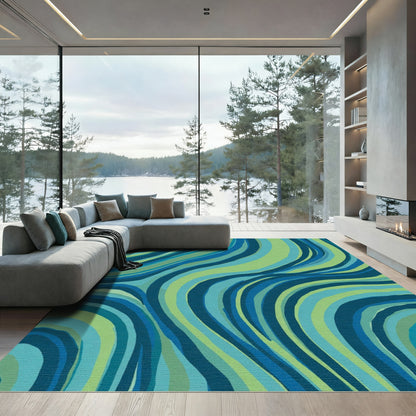 Oceanic Blue Green Swirl Rug