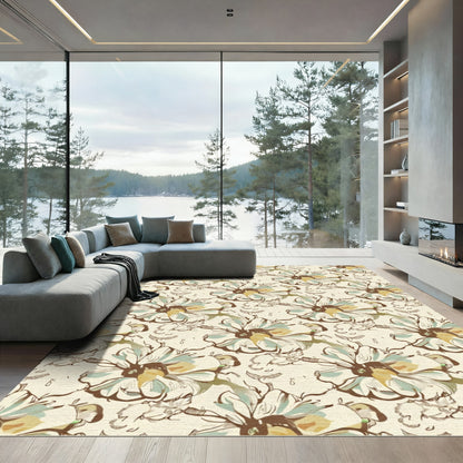 Sketchy Floral Medallion Cream Rug
