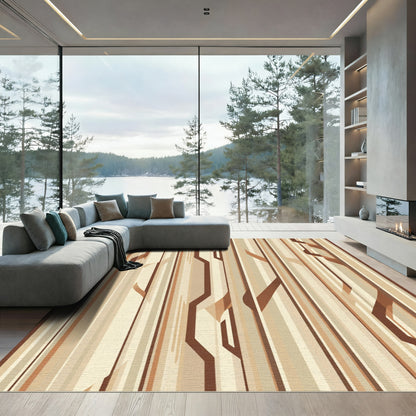 Earthy Warm Tone Vertical Stripes Rug