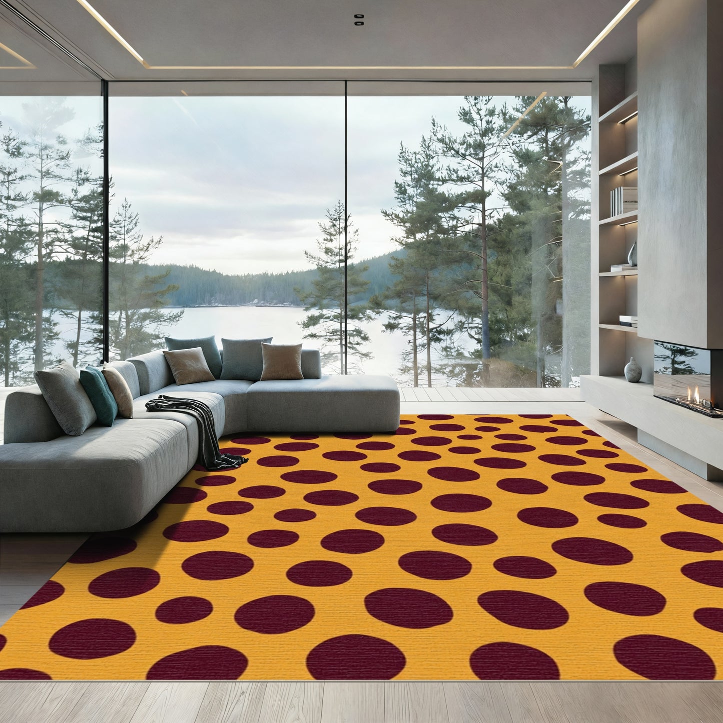 Burnt Orange Polka Dot Scatter Rug