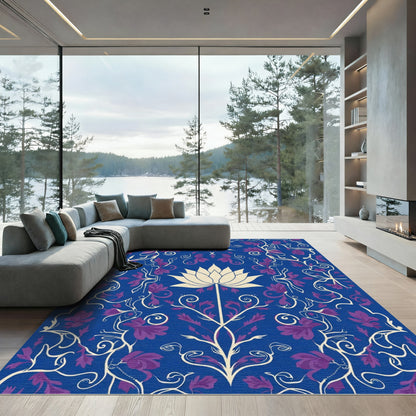 Imperial Blue Lotus Vine Swirl Rug