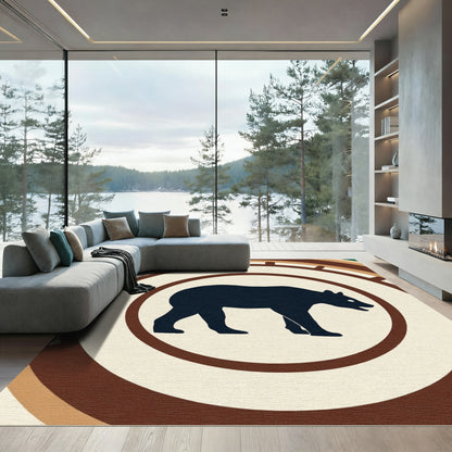 Bold Black Bear Earthy Circles Rug