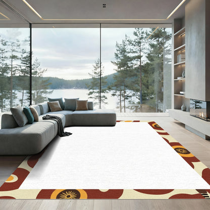 Retro Floral Sunburst Cream Rug