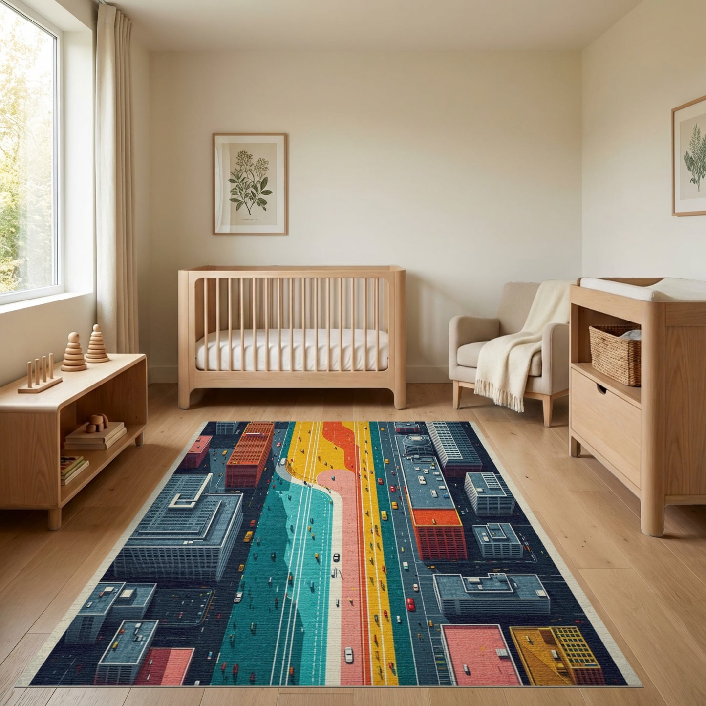 Vibrant Winding Urban Highway Rug