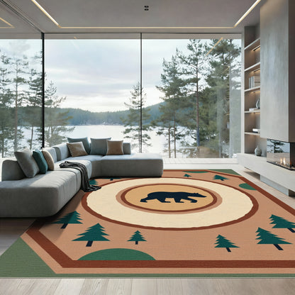 Woodland Bear Forest Trees Rug