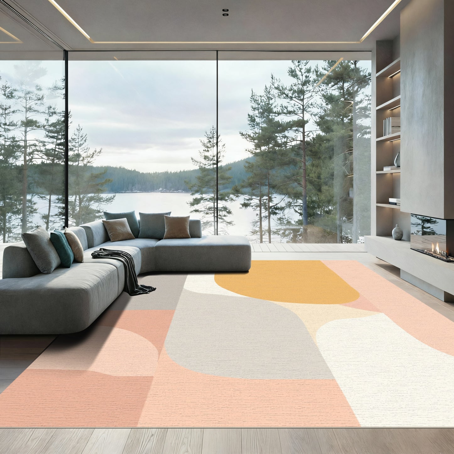 Abstract Terracotta Peach Rounded Shapes Rug