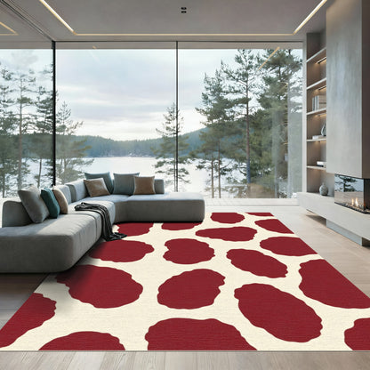 Crimson Spots Abstract Shapes Rug