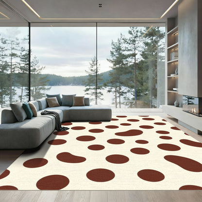 Cream Brown Spotty Organic Shapes Rug
