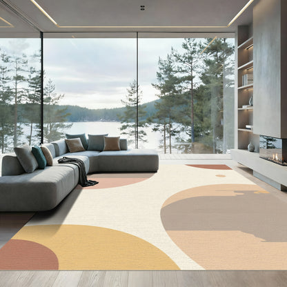 Earthy Beige and Terracotta Circles Rug
