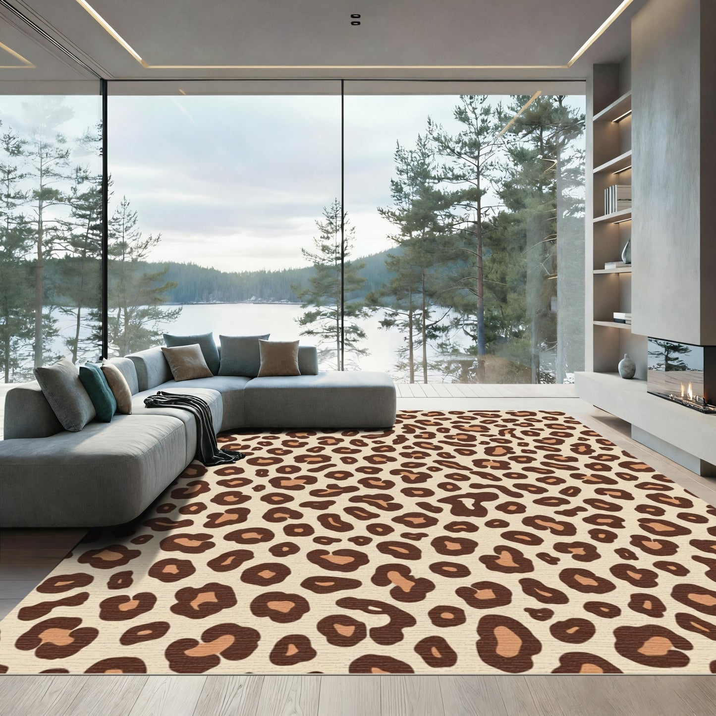 Beige Brown Animal Spots Seamless Rug