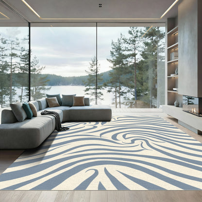 Pale Gray Swirling Organic Stripe Rug